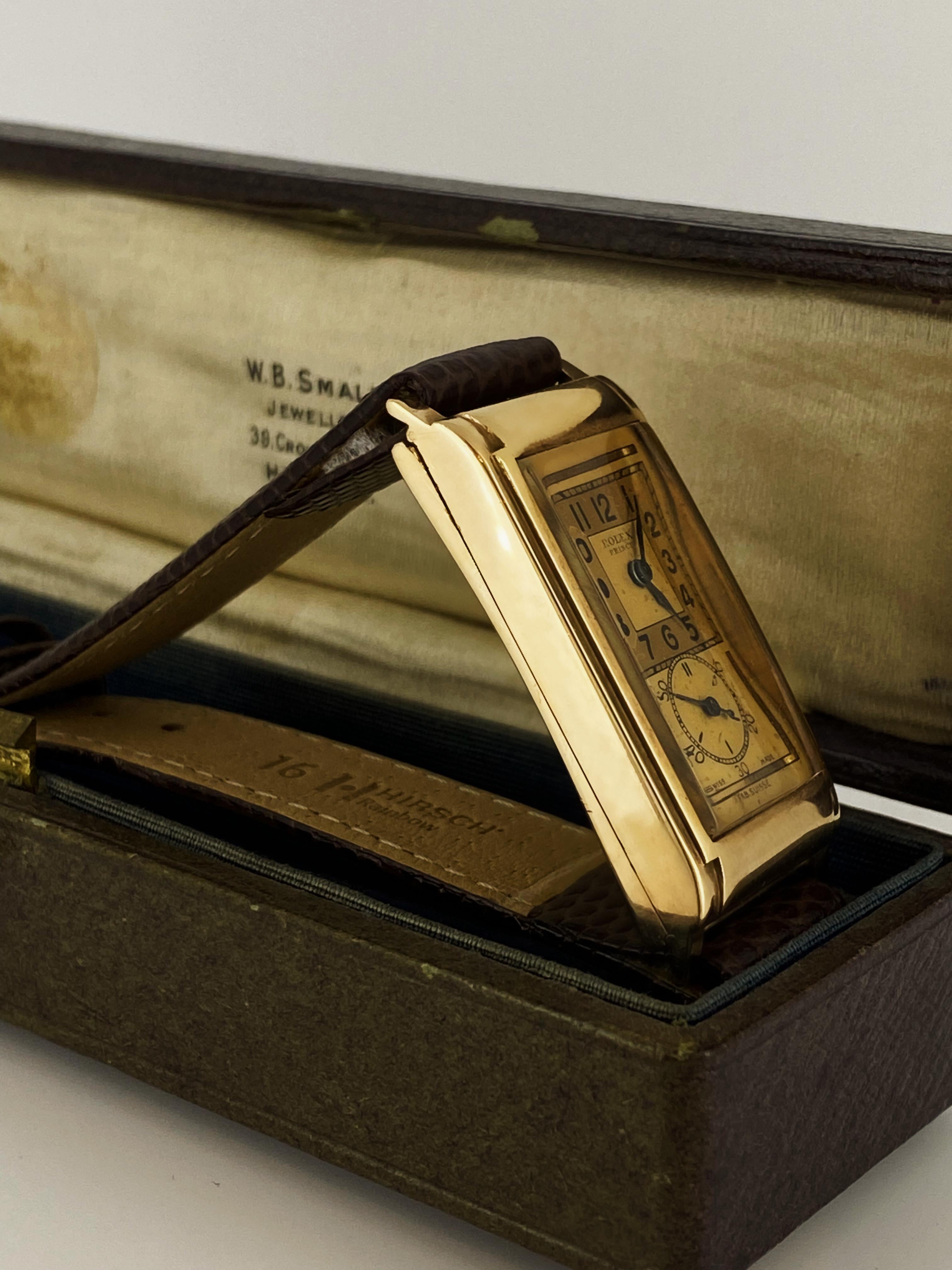 V Rare Rolex Prince Art-Deco c1939 Observatory Grade Rose Gold “Doctors” Watch For Sale 4