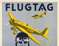 Original Antique Poster Flugtag Bavaria Pilots Flight Day Plane Parachute Design