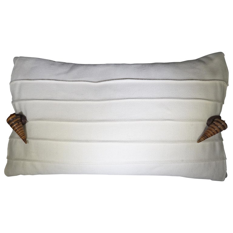 v Rugs and Home Contemporary White and Brown Seashell Pillow at 1stDibs