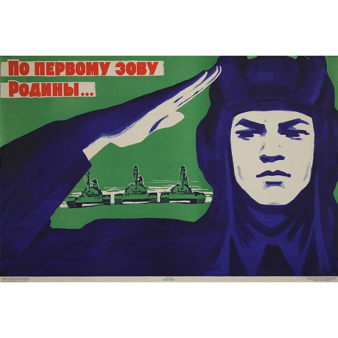 1967 original Soviet Military Poster “At the Call of the Motherland”