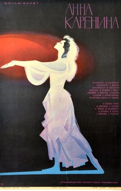 Original Retro Poster Anna Karenina Bolshoi Ballet Moscow Ballerina Tolstoy