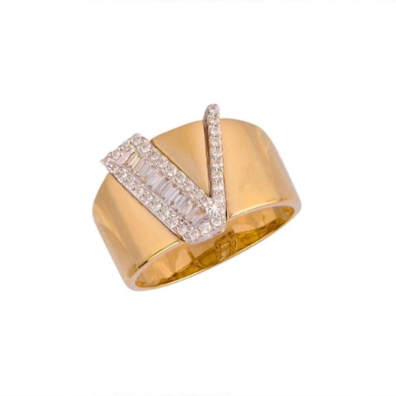 Im Angebot: V Initial Baguette-Diamant-Zigarrenring () 3