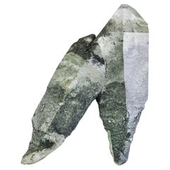 V-shape Green Chlorite Crystal Included Quartz Specimen from Pakistan
