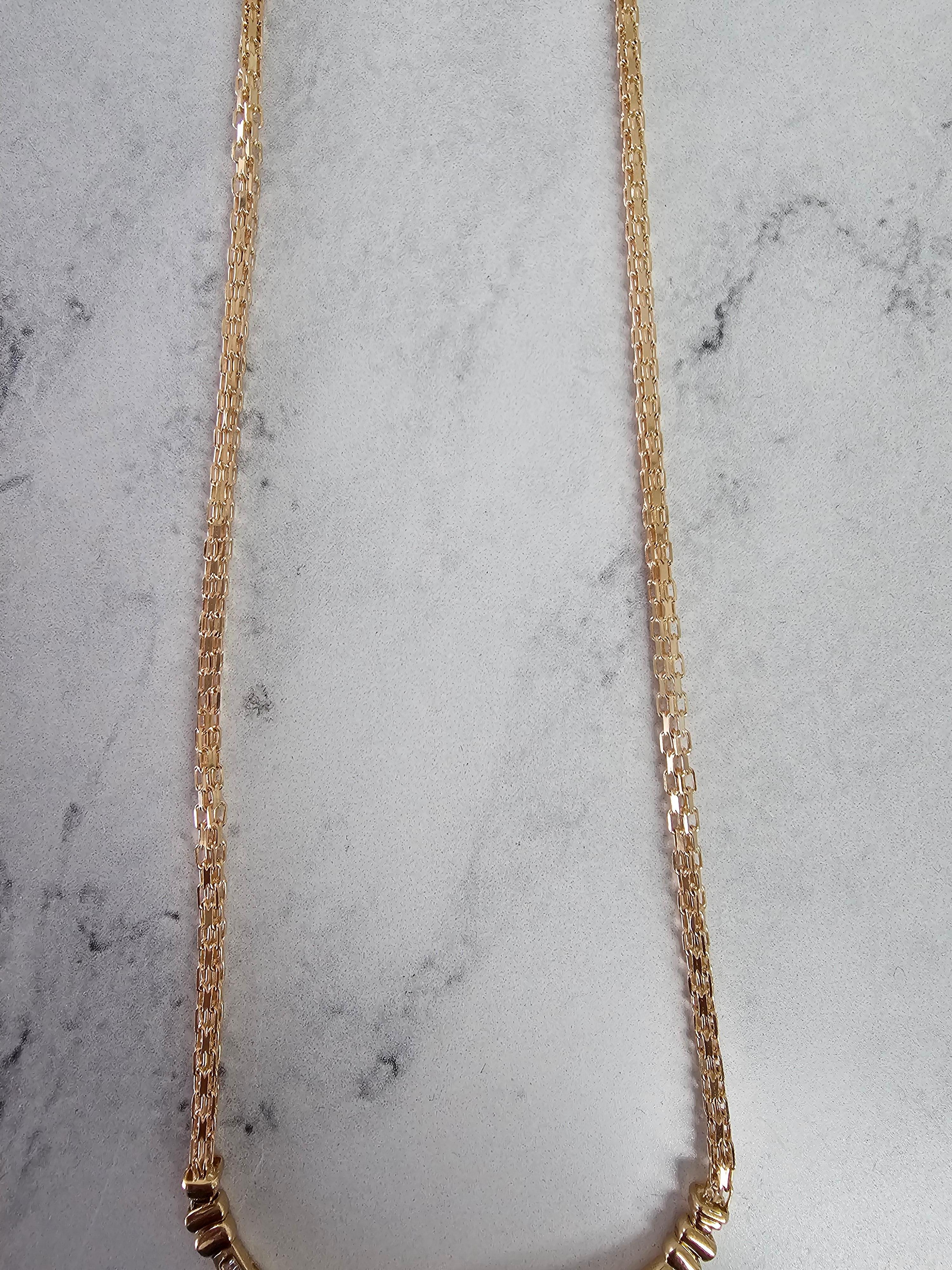 Baguette Cut 'V' Shaped Baguette Diamond Wheat Necklace .96cttw 14k Yellow Gold For Sale