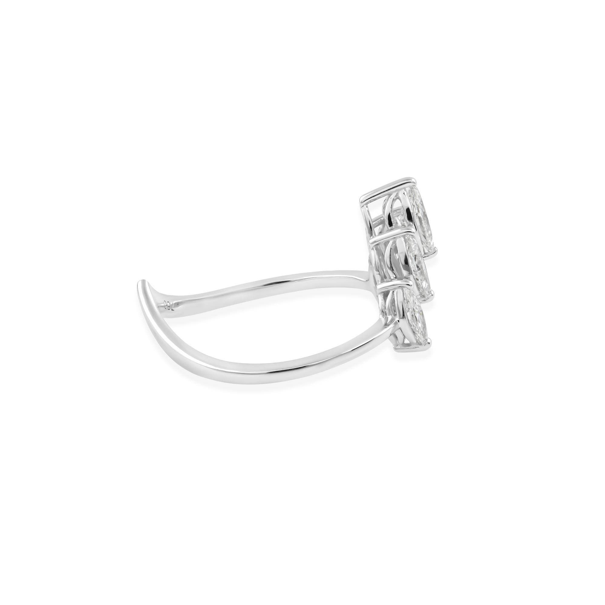 En venta: Anillo apilado de diamantes en forma de V Chevron 0,58cts SI/HI Marquesa Oro Blanco 18k  7