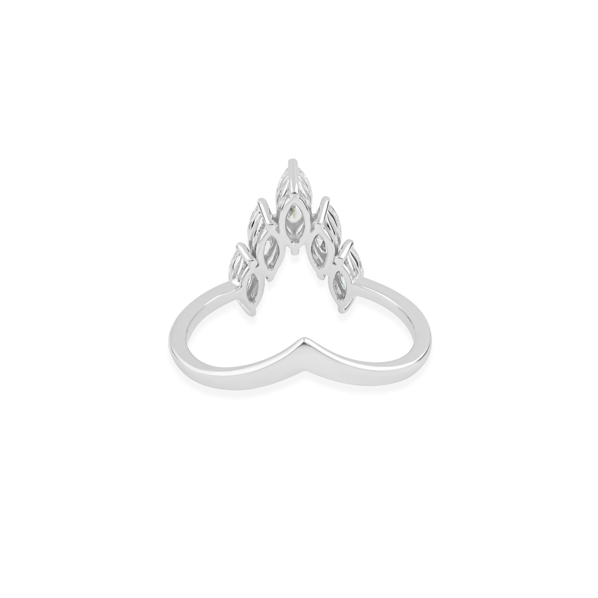 En venta: Anillo apilado de diamantes en forma de V Chevron 0,58cts SI/HI Marquesa Oro Blanco 18k  8