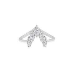 Anillo apilado de diamantes en forma de V Chevron 0,58cts SI/HI Marquesa Oro Blanco 18k