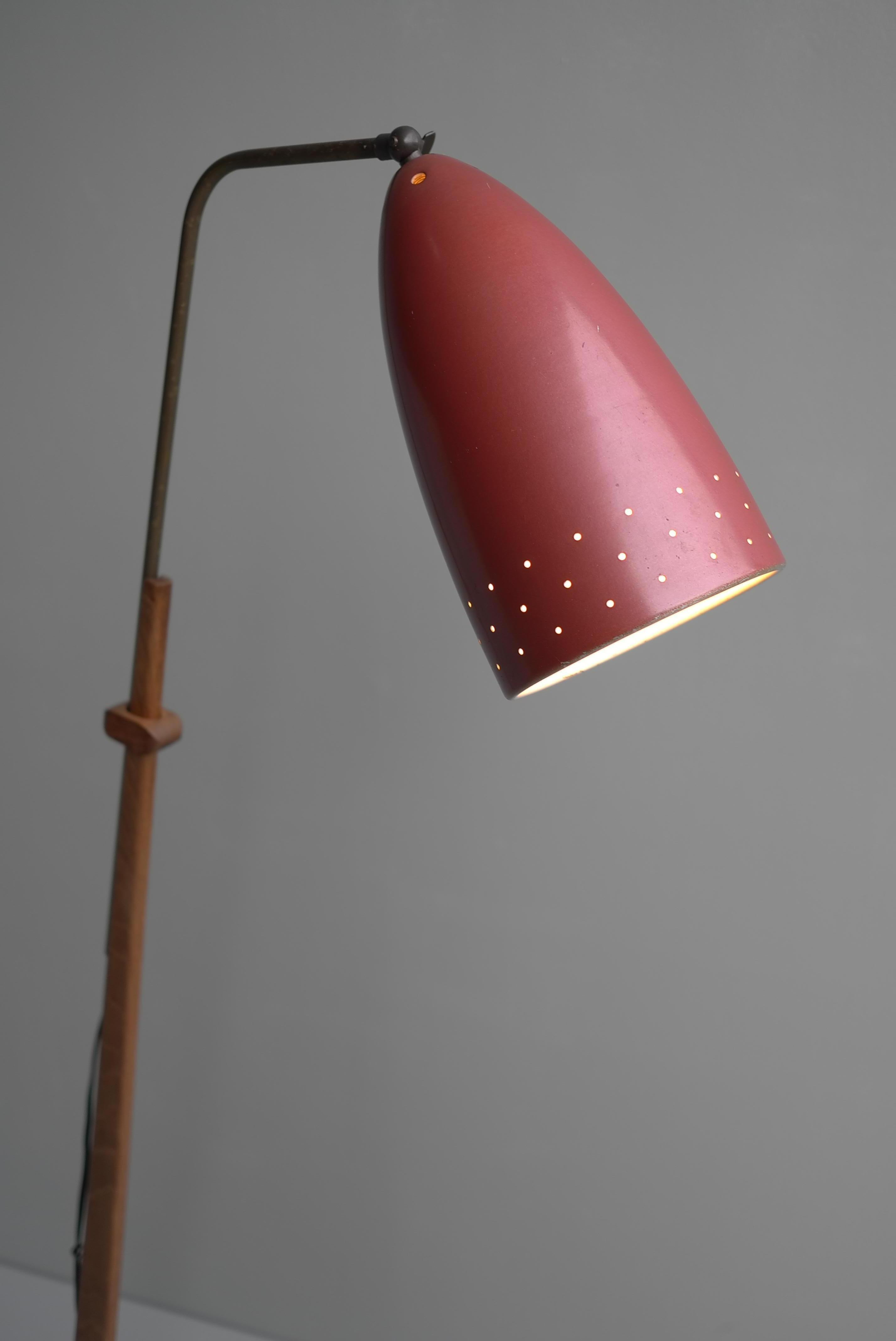 V Shaped Mid-Century Modern Danish Teak and Brass Floor Lamps, 1960s 5