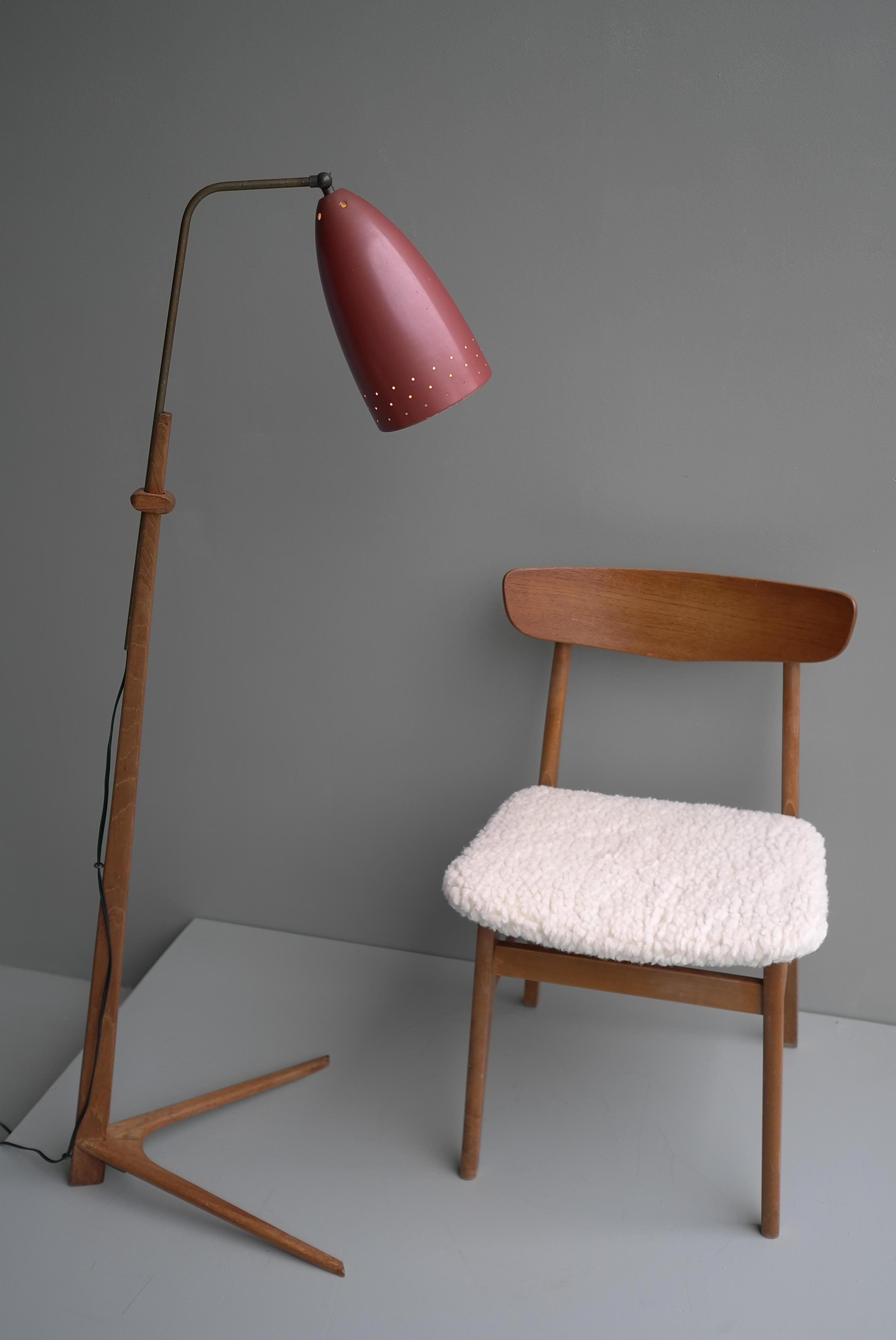 V Shaped Mid-Century Modern Danish Teak and Brass Floor Lamps, 1960s 1