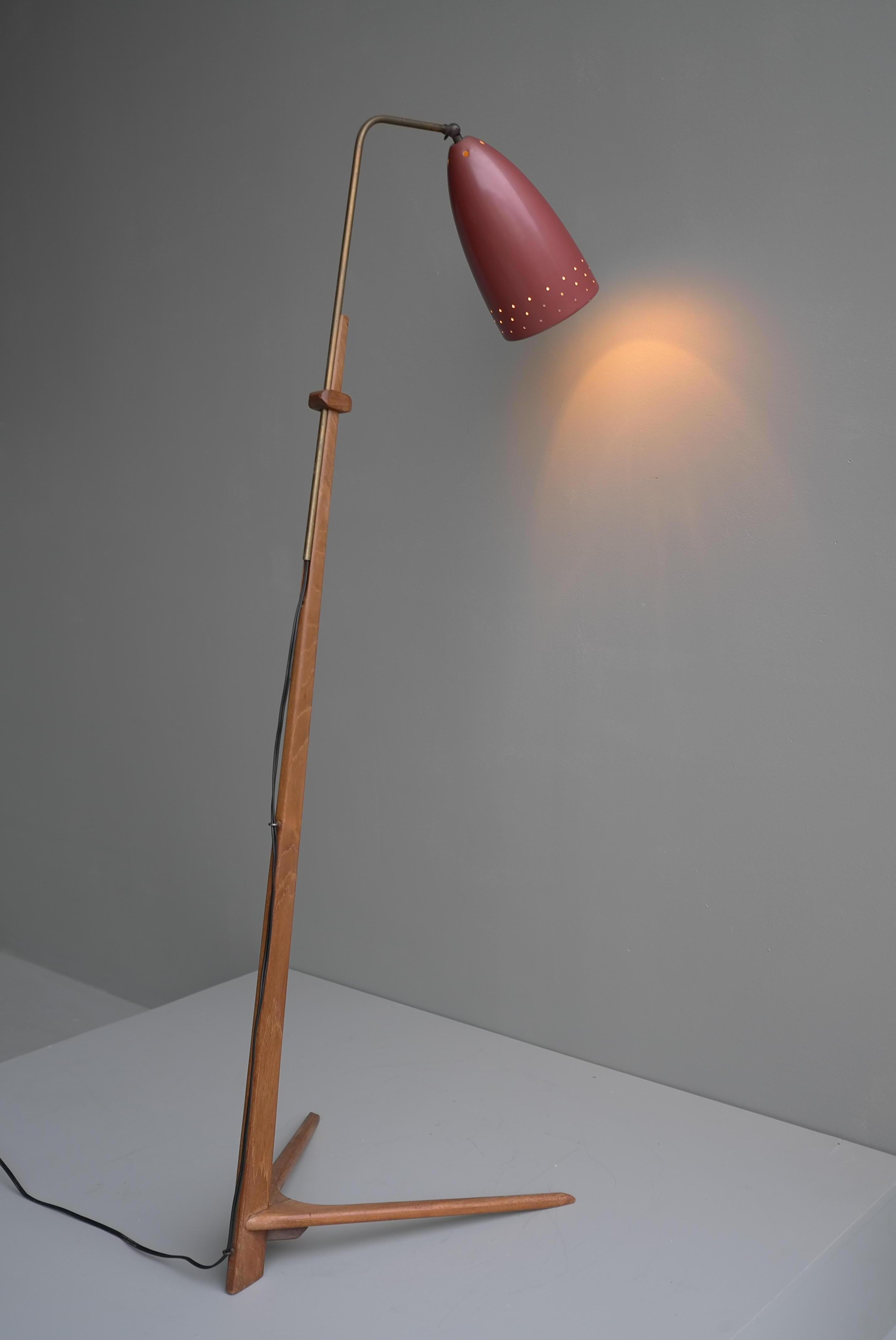 V Shaped Mid-Century Modern Danish Teak and Brass Floor Lamps, 1960s 2