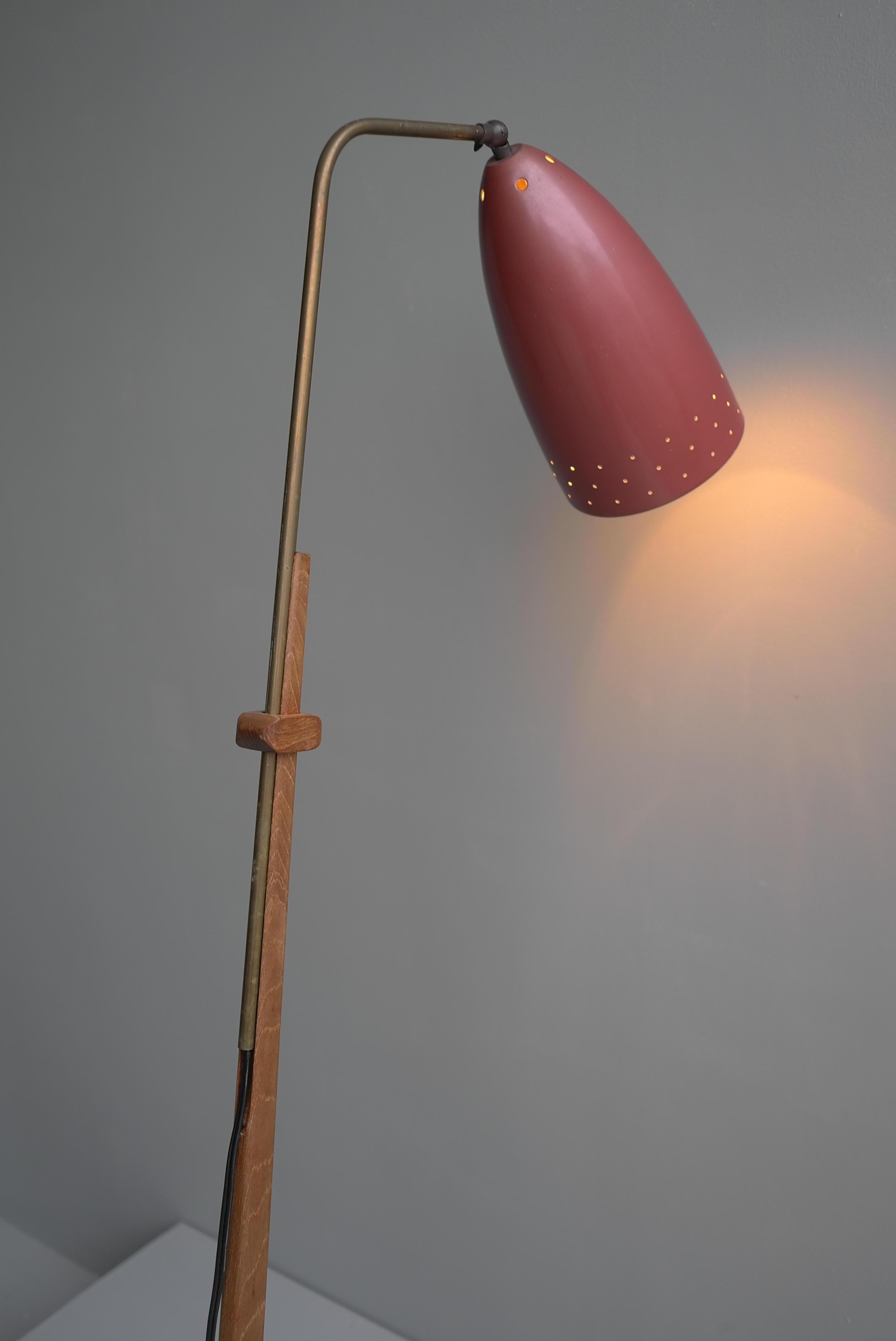 V Shaped Mid-Century Modern Danish Teak and Brass Floor Lamps, 1960s 4