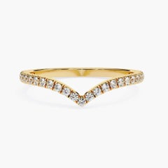 V Shaped Natural Diamond Ring Enhancer, 14k Solid Gold, SI GH