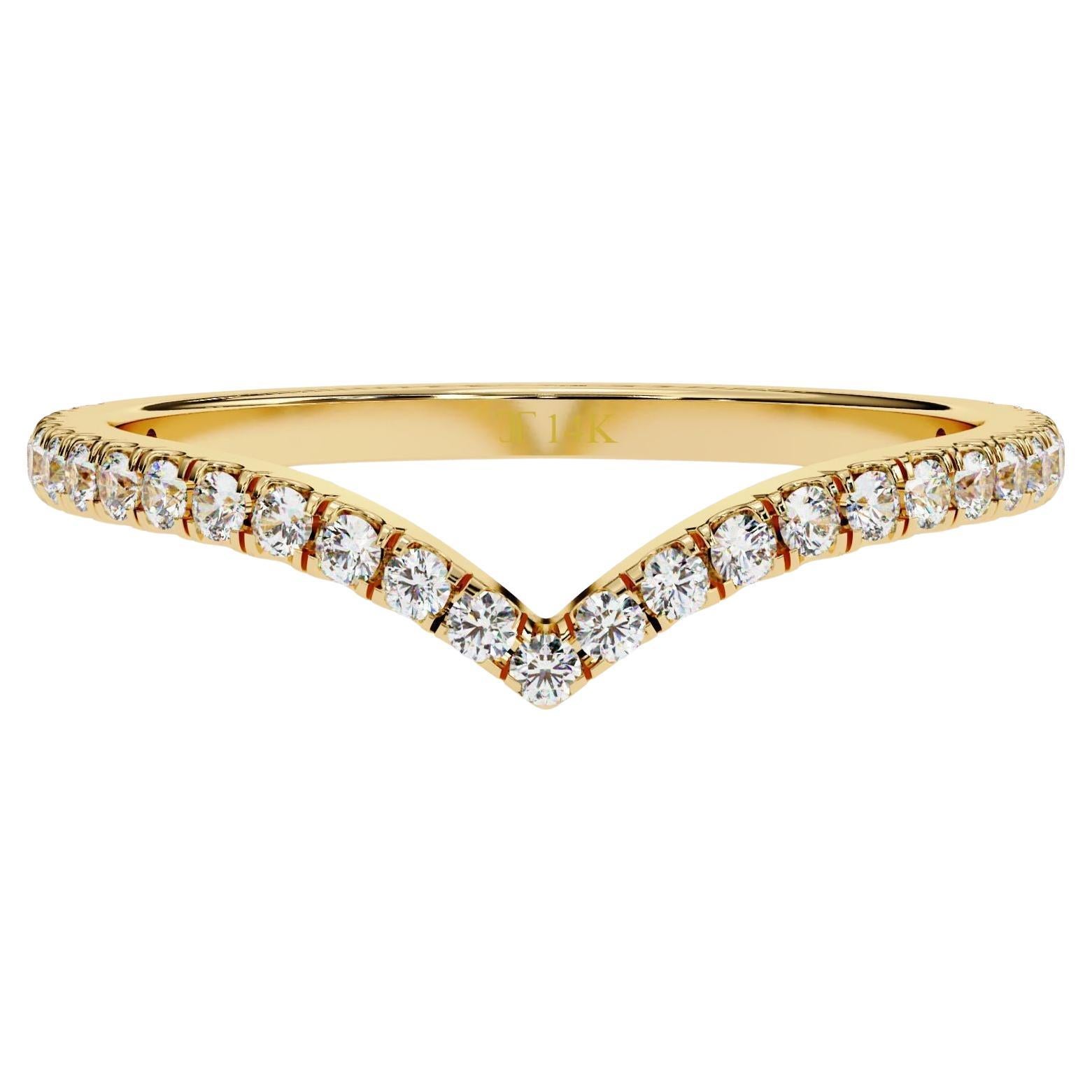 V Shaped Natural Diamond Ring Enhancer, 14k Solid Gold, SI GH