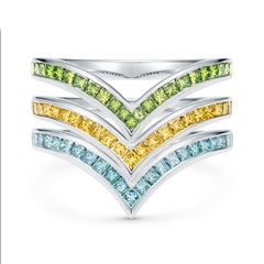 Marcel Salloum V Shaped Sky Blue Princess Cut Diamond Ring