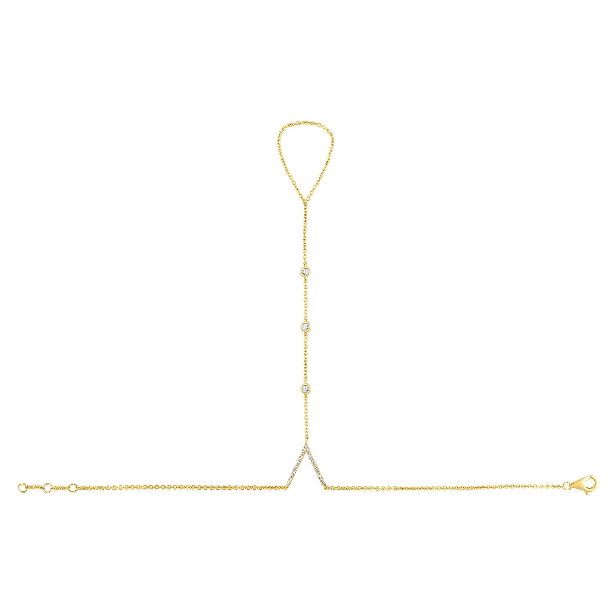 V Shine 26 Diamanten 14K Gelbgold Handkette (Moderne) im Angebot