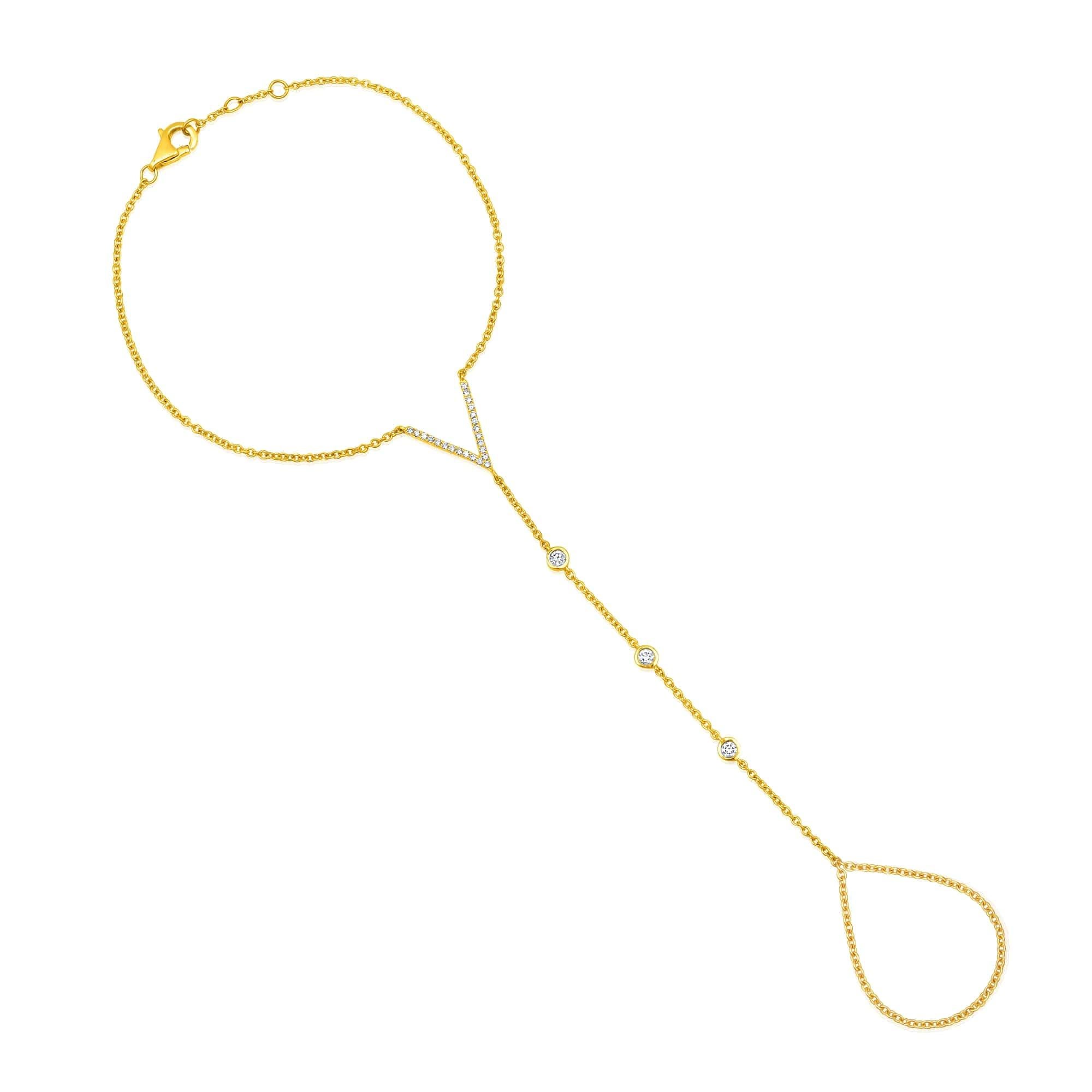 V Shine 26 Diamanten 14K Gelbgold Handkette im Zustand „Neu“ im Angebot in Los Angeles, CA