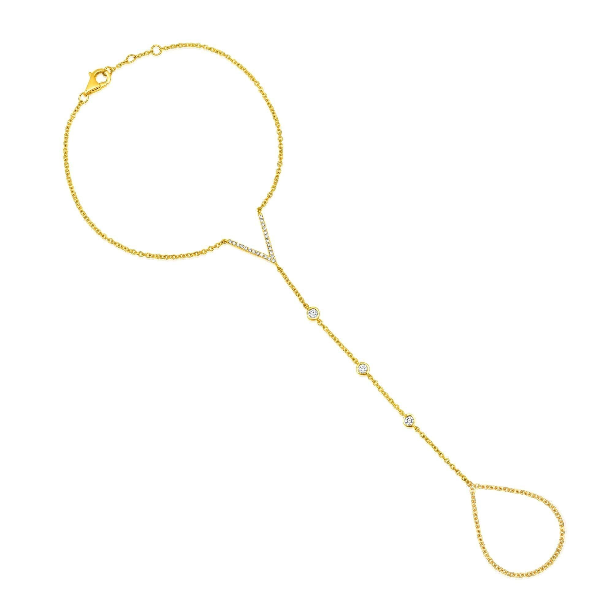 Chaîne à main V Shine 26 diamants en or jaune 14 carats