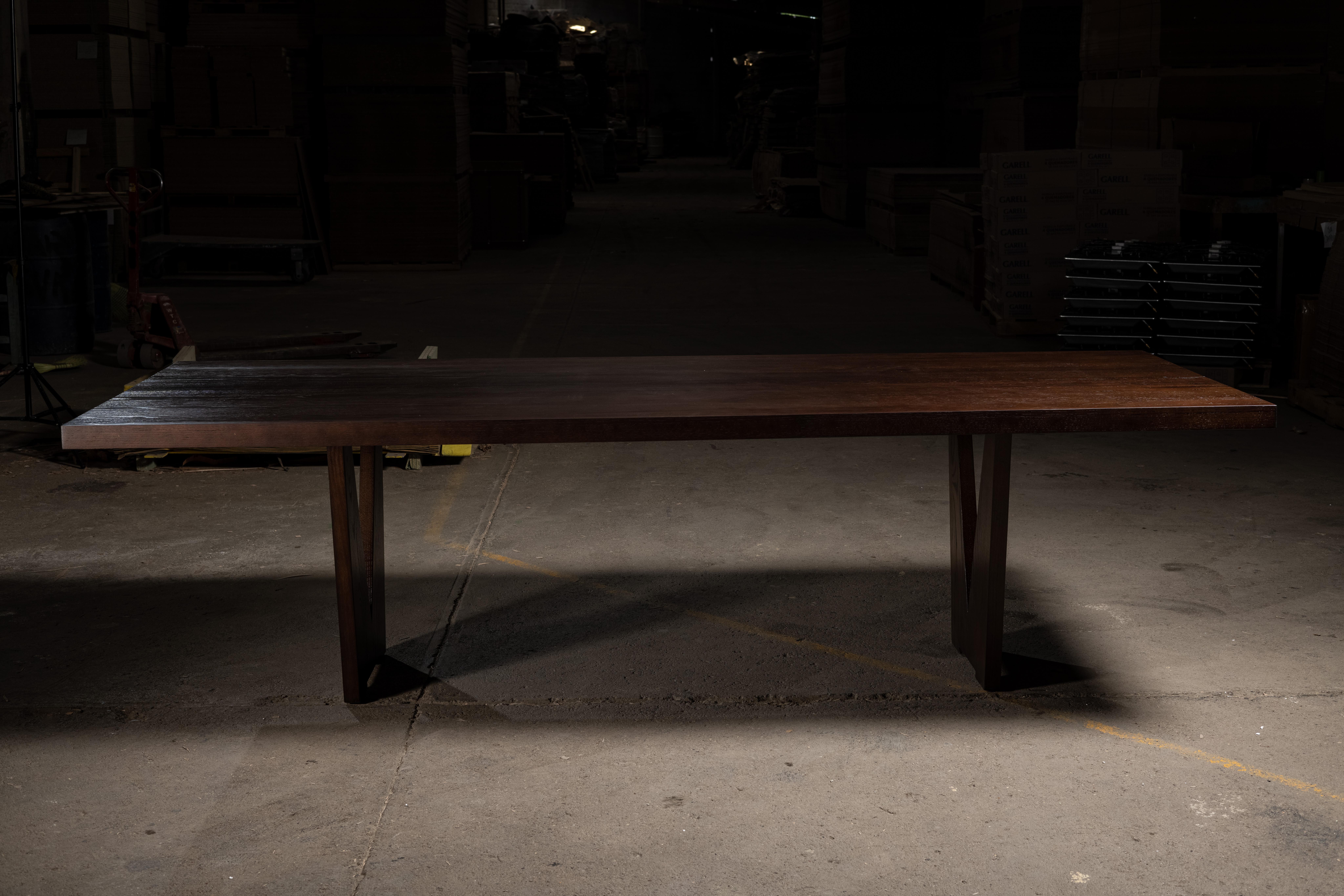 Handcrafted solid peruvian walnut dining table.
Tabletop is 2