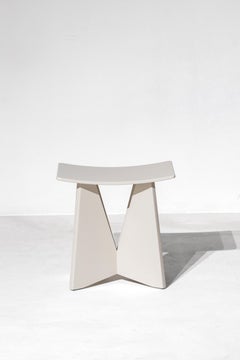 V, Stone White Monkey Pod Wood Stool