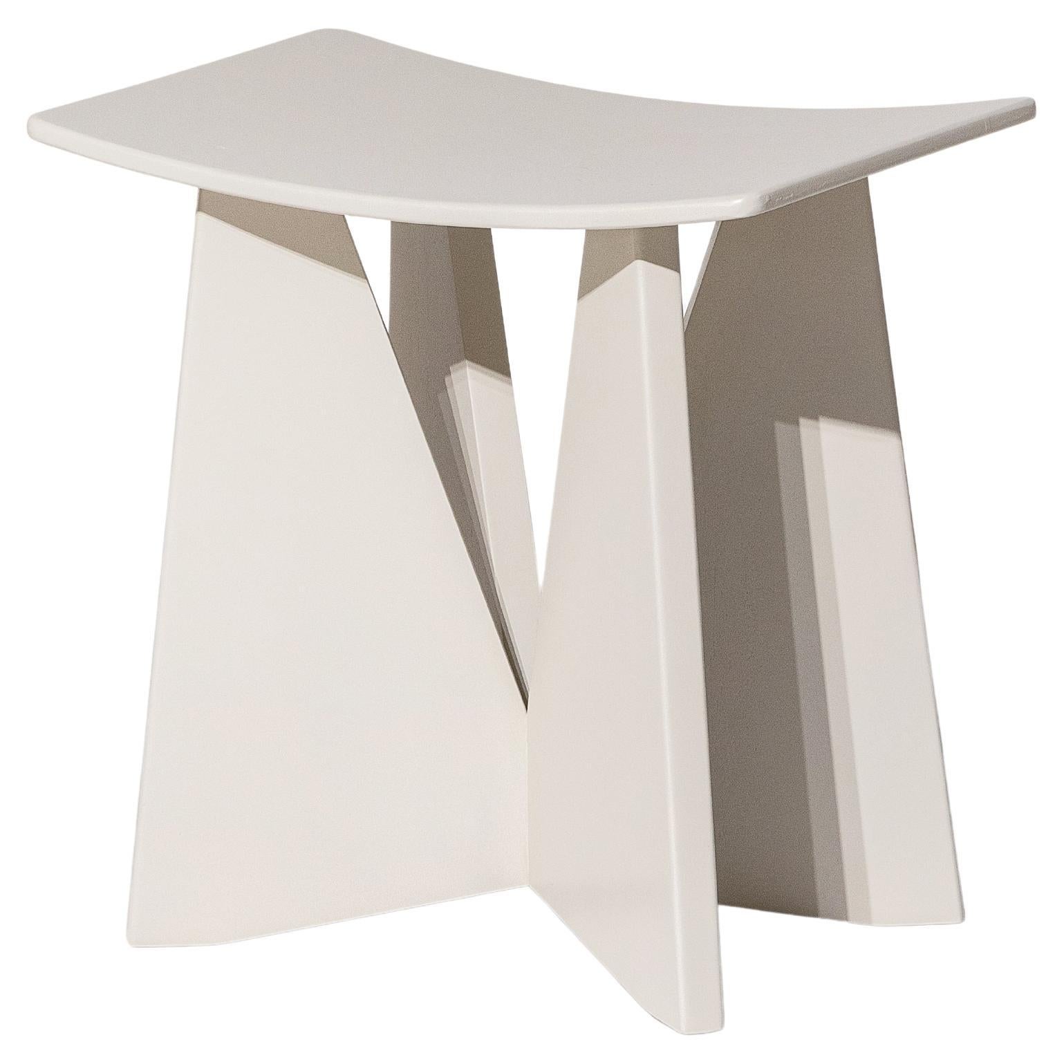 V, Stone Taburete de Madera Monkey Pod Blanco