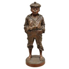 V. Szczeblewski Estatua Francesa de Bronce Niño "El Silbador" Le Mousse Siffleur
