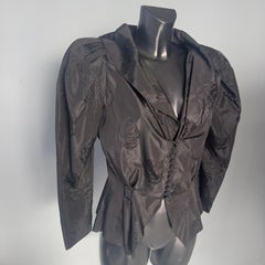 V. Valentino 1980s Black Floral Jacquard Sculpted Evening Jacket
