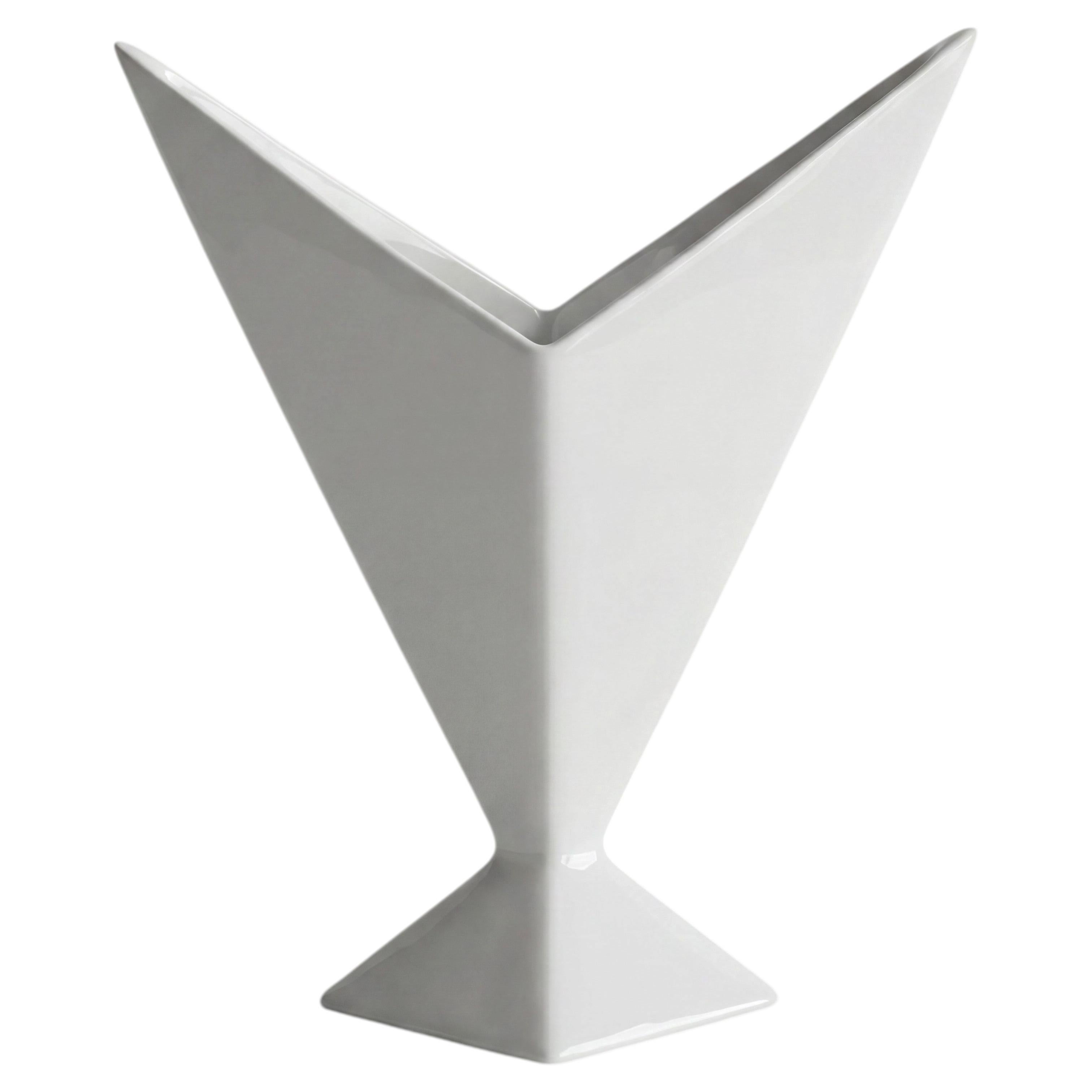 V-Vessel, White gloss Ceramic Vase by Alexey Krupinin