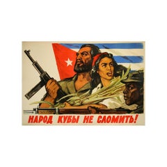 1960 Soviet Poster Cuban People Resist Propaganda Cold War