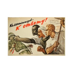 1961 Soviet Poster Anti-Colonial Propaganda Justice USSR