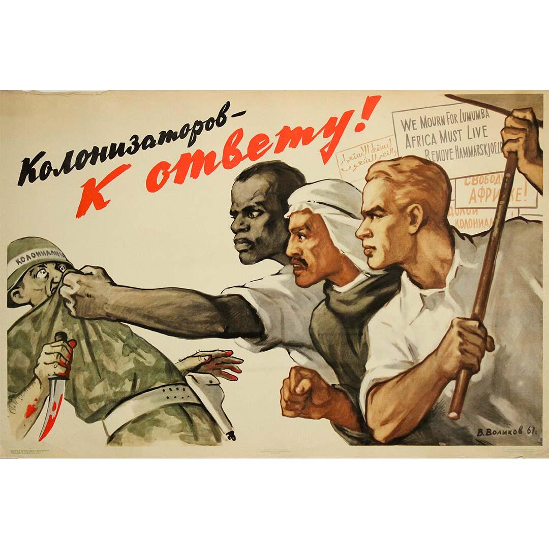 1961 Soviet Poster Anti-Colonial Propaganda Justice USSR