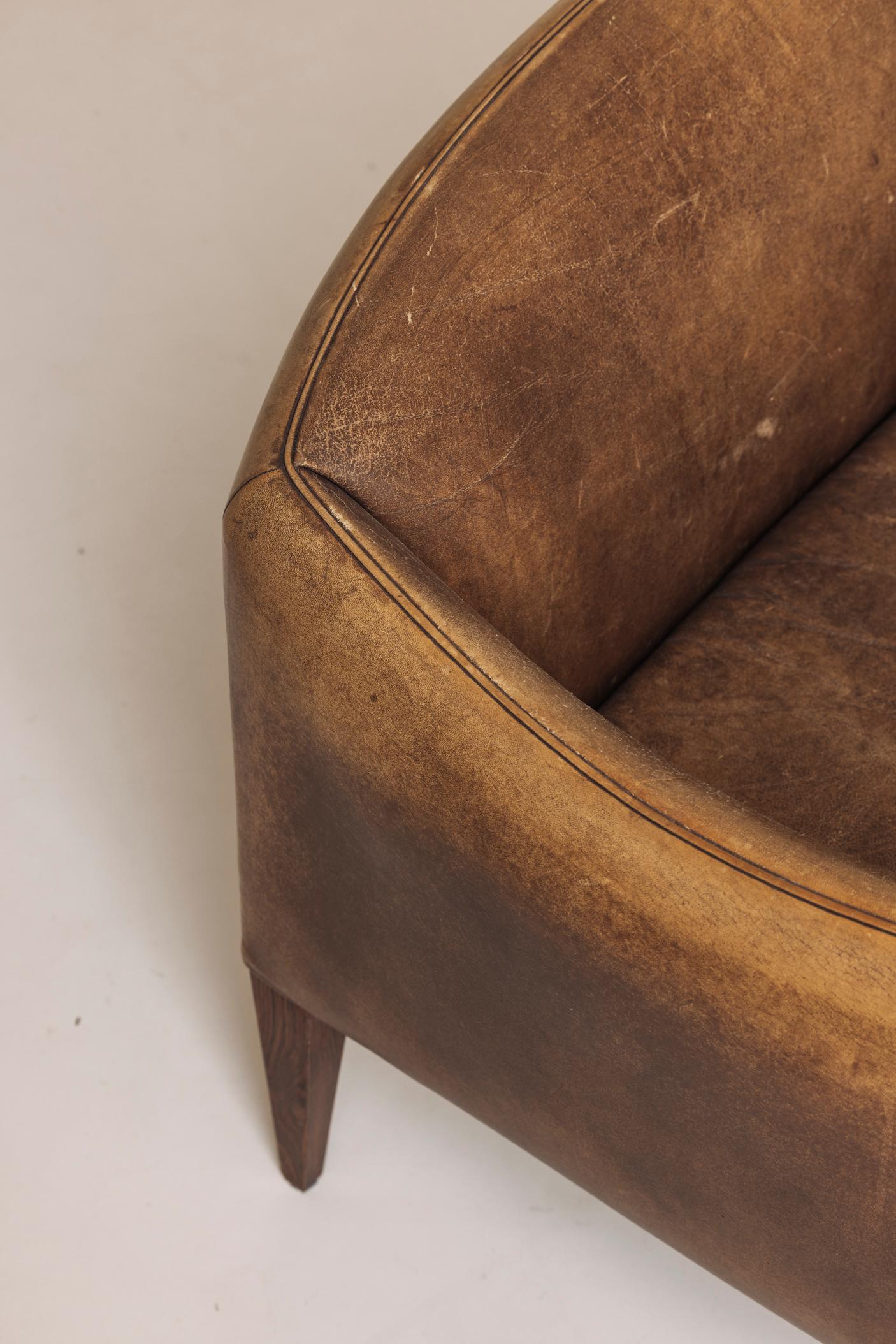 Cuir Canapé V12 par Illum Wikkelsø pour Holger Christiansen, Danemark, années 1960 en vente