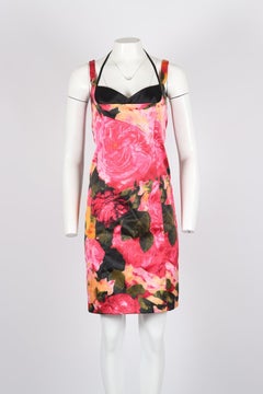 V2 Versace Classic Floral Print Satin Dress It 44 Uk 12