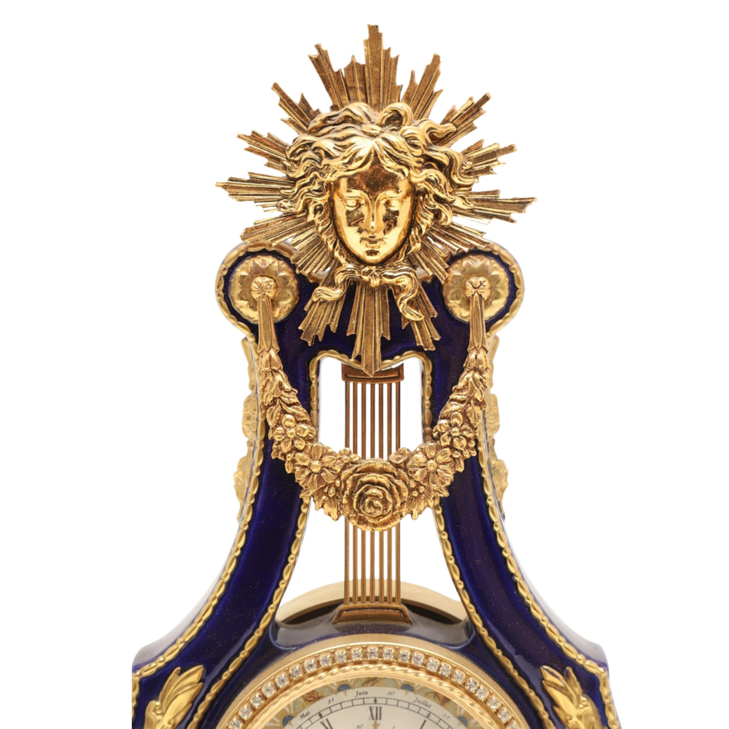 V&A Marie-Antoinette Mantel Clock Sèvres Style Porcelain Gilt Bronze Decoration For Sale 2