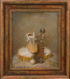 "Entretenimiento" - Óleo sobre lienzo Escena circense surrealista de Vachagan Narazyan