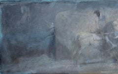 VACHAGAN NARAZYAN, Grey/Blue Horizontal, 8in x 31in, oil on canvas