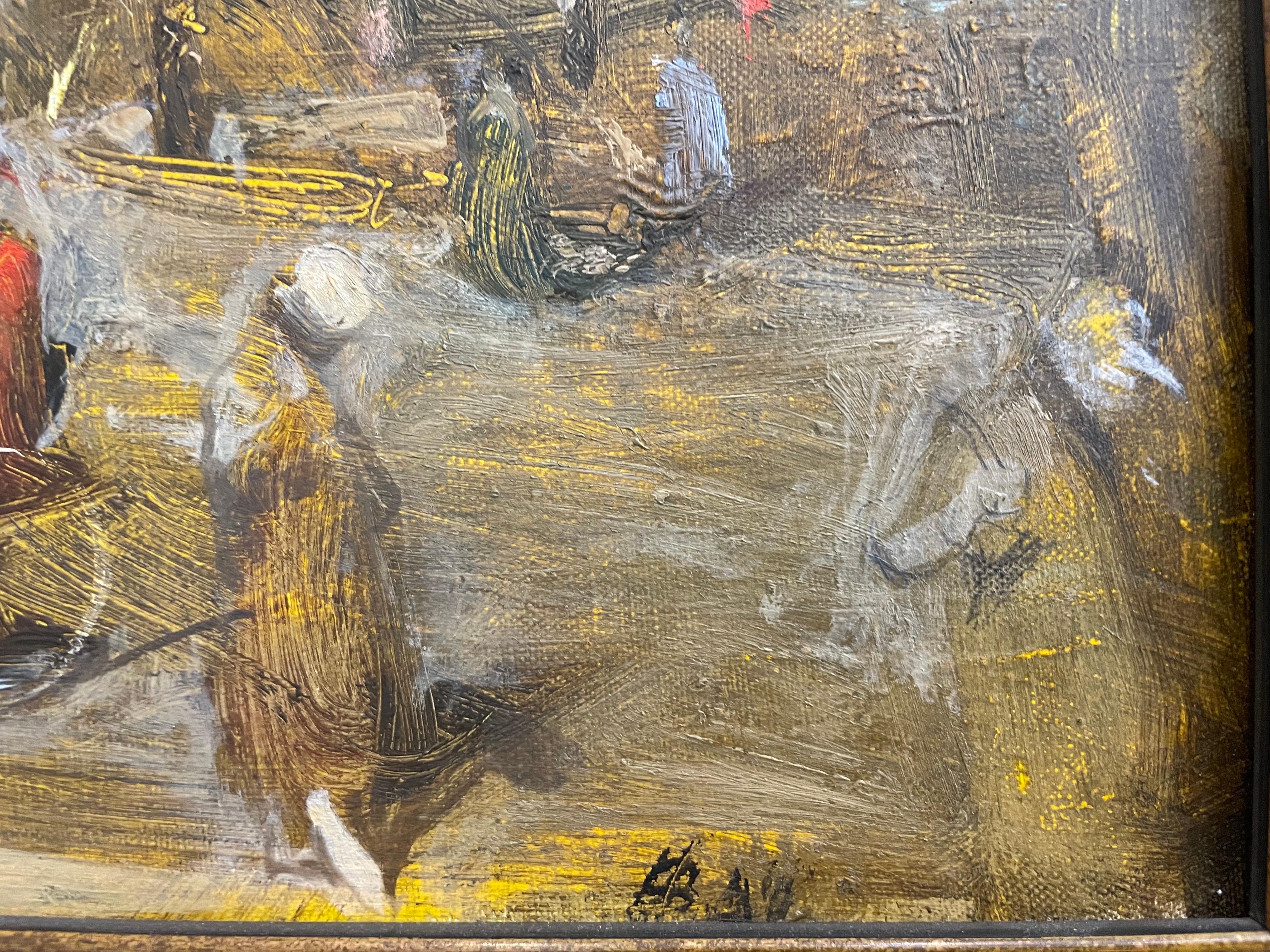 Tower - Brown Figurative Painting by Vachagan Norazyan