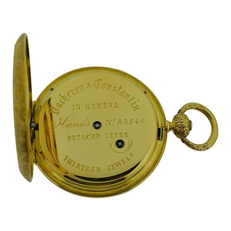 Vacheron 18 Karat Gold Keywind Hunters Case Anhänger Uhr mit Original Schlüssel 4