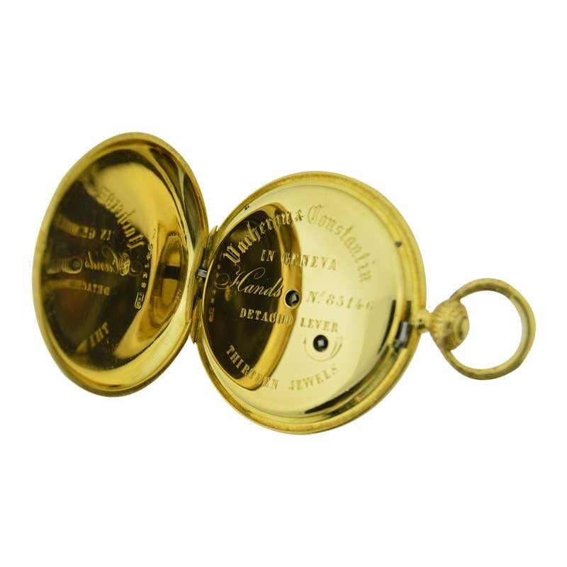 Vacheron 18 Karat Gold Keywind Hunters Case Anhänger Uhr mit Original Schlüssel 5