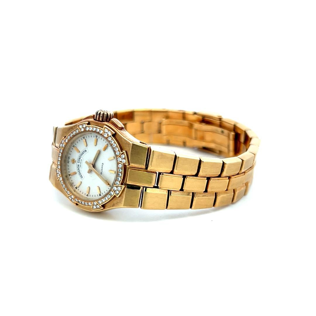 Vacheron Consta 0.32 Carat Round Diamond 18 Karat Yellow Gold Wrist Watch For Sale 2