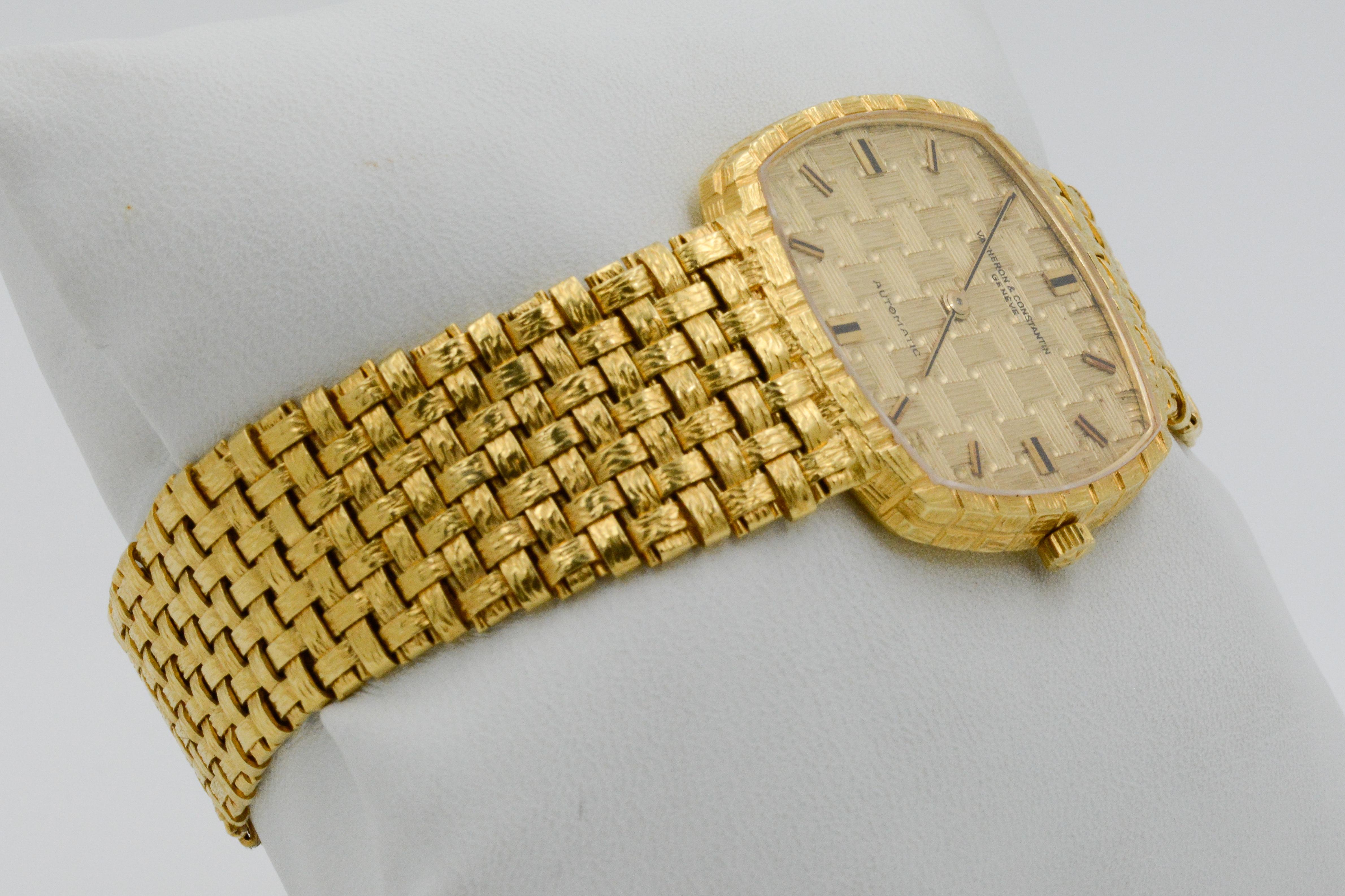 Women's Vacheron Constantin 18 Karat Yellow Gold Basket Weave Watch