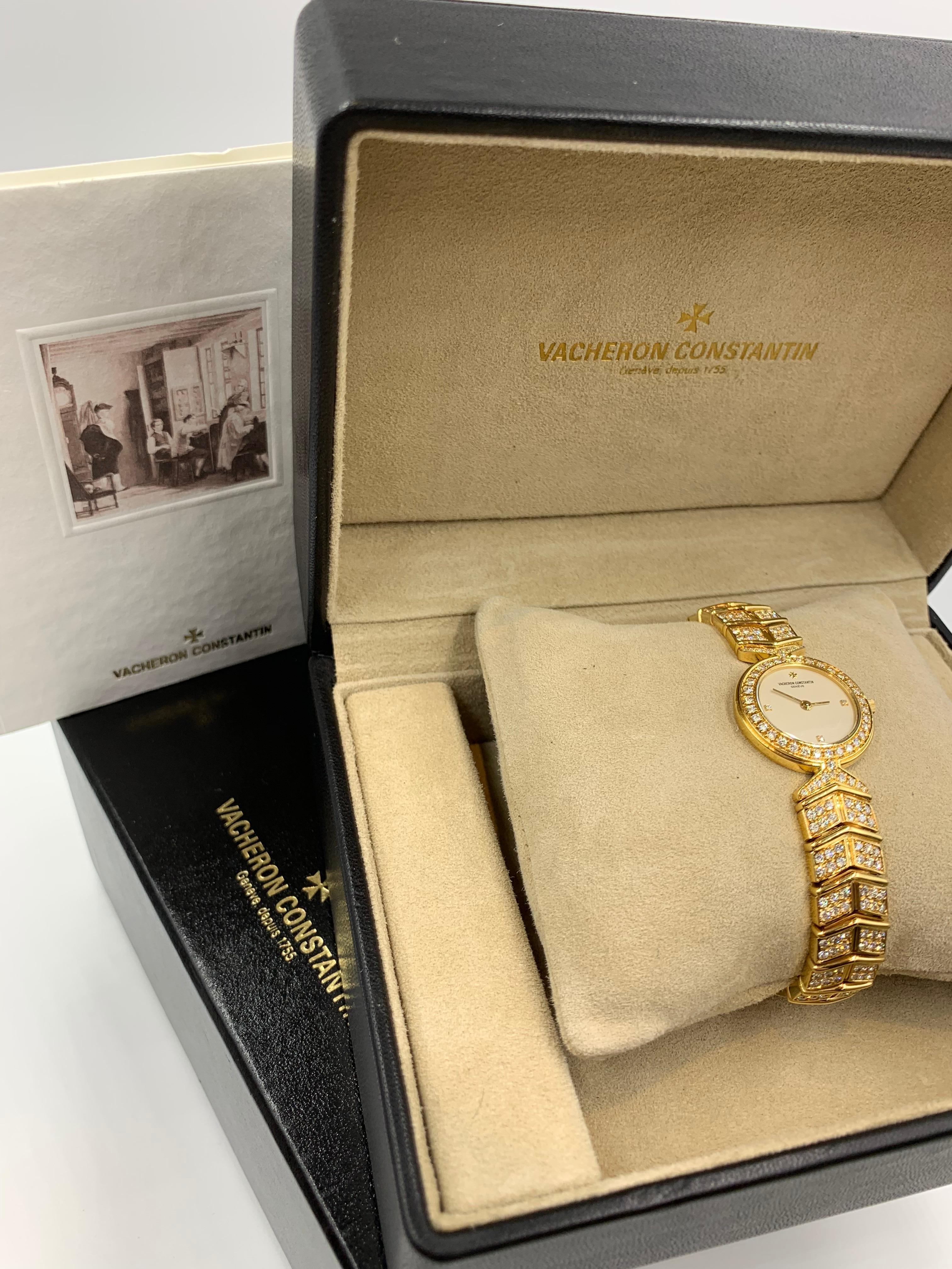 Vacheron Constantin 18k Gold All Diamond Malta Watch For Sale 4