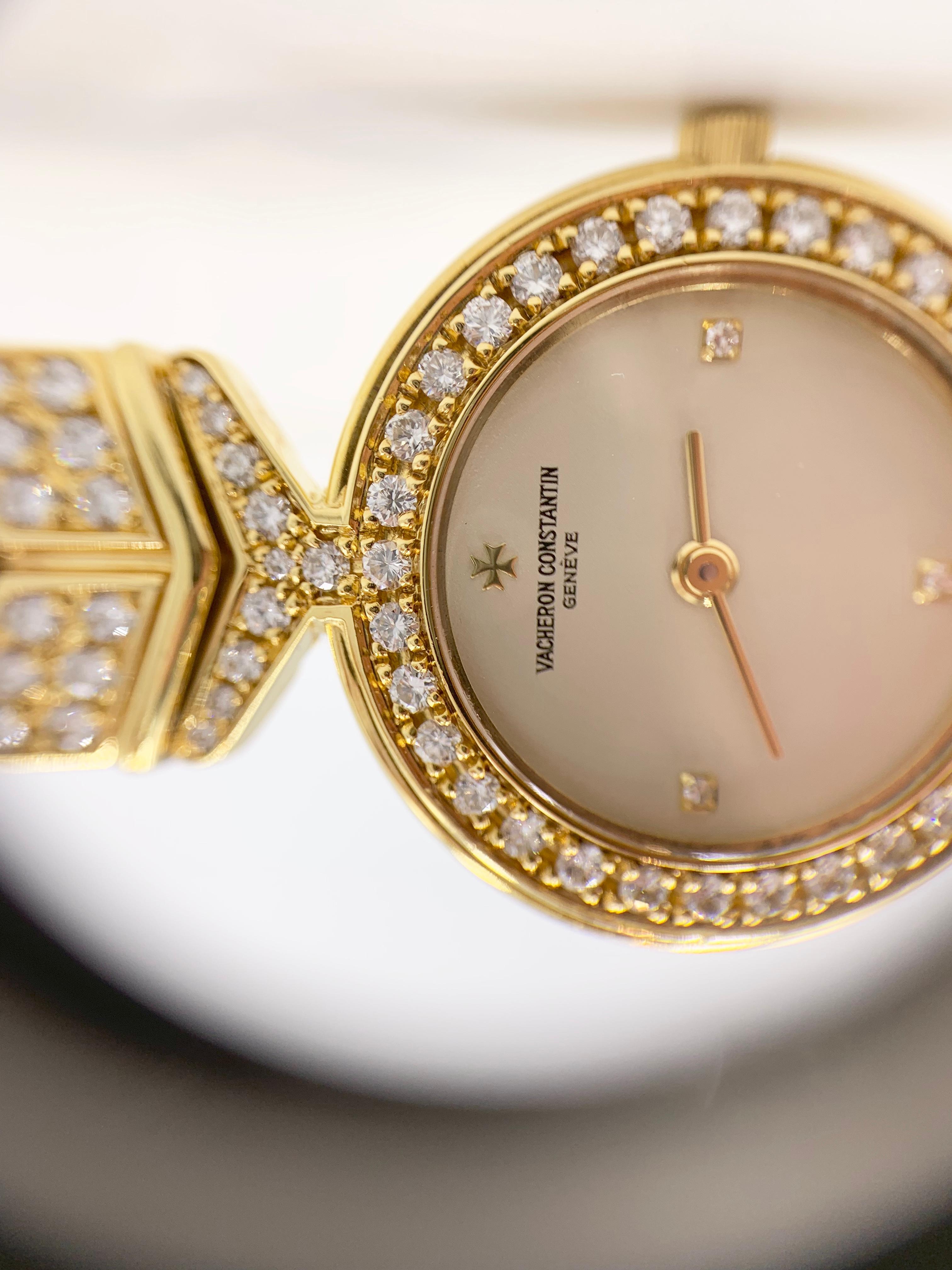 Women's Vacheron Constantin 18k Gold All Diamond Malta Watch For Sale
