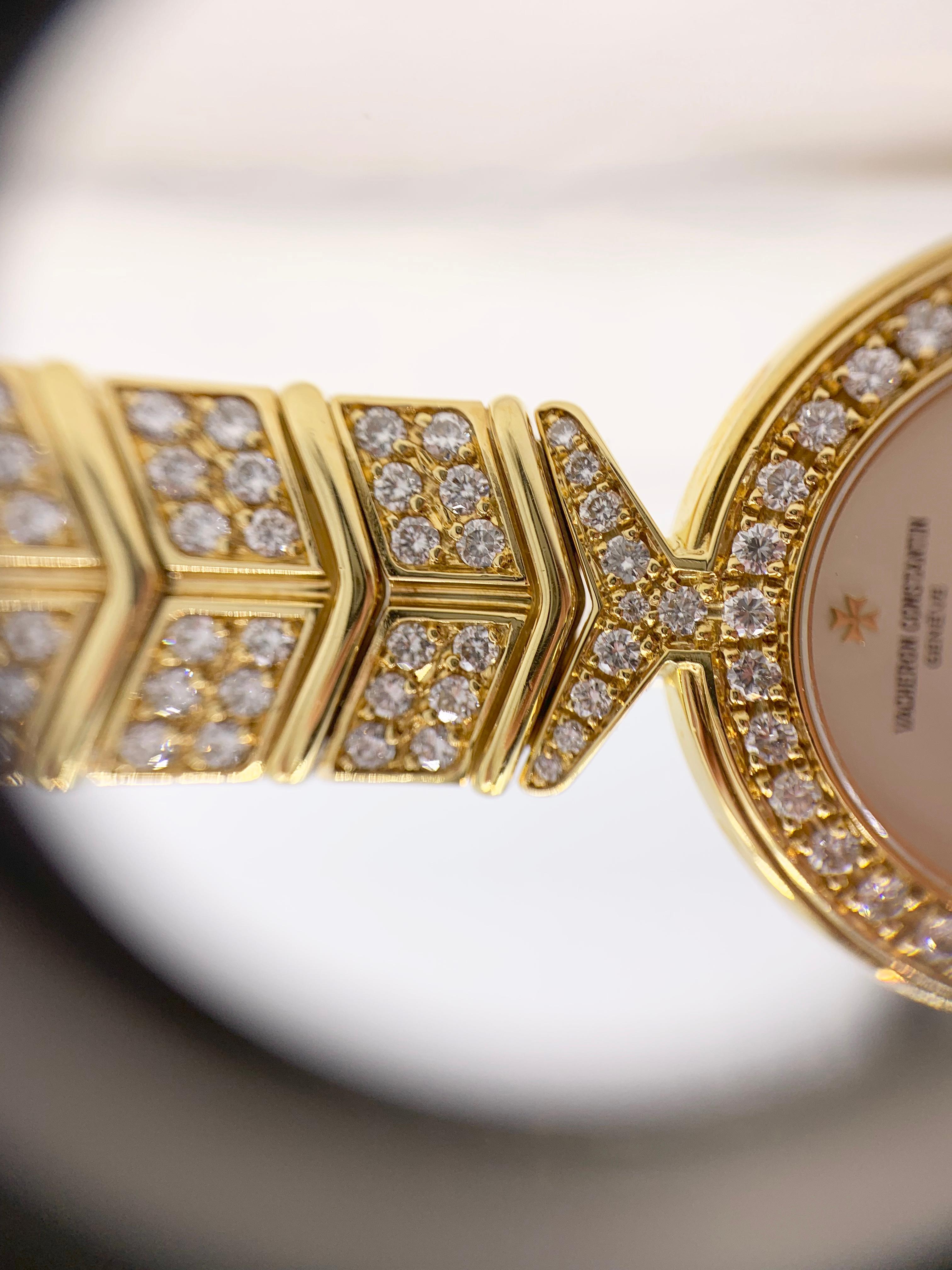 Vacheron Constantin 18k Gold All Diamond Malta Watch For Sale 1