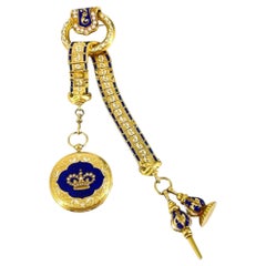 Vacheron Constantin 18K Gold Enamel Chatelaine Pocket Watch and Brooch