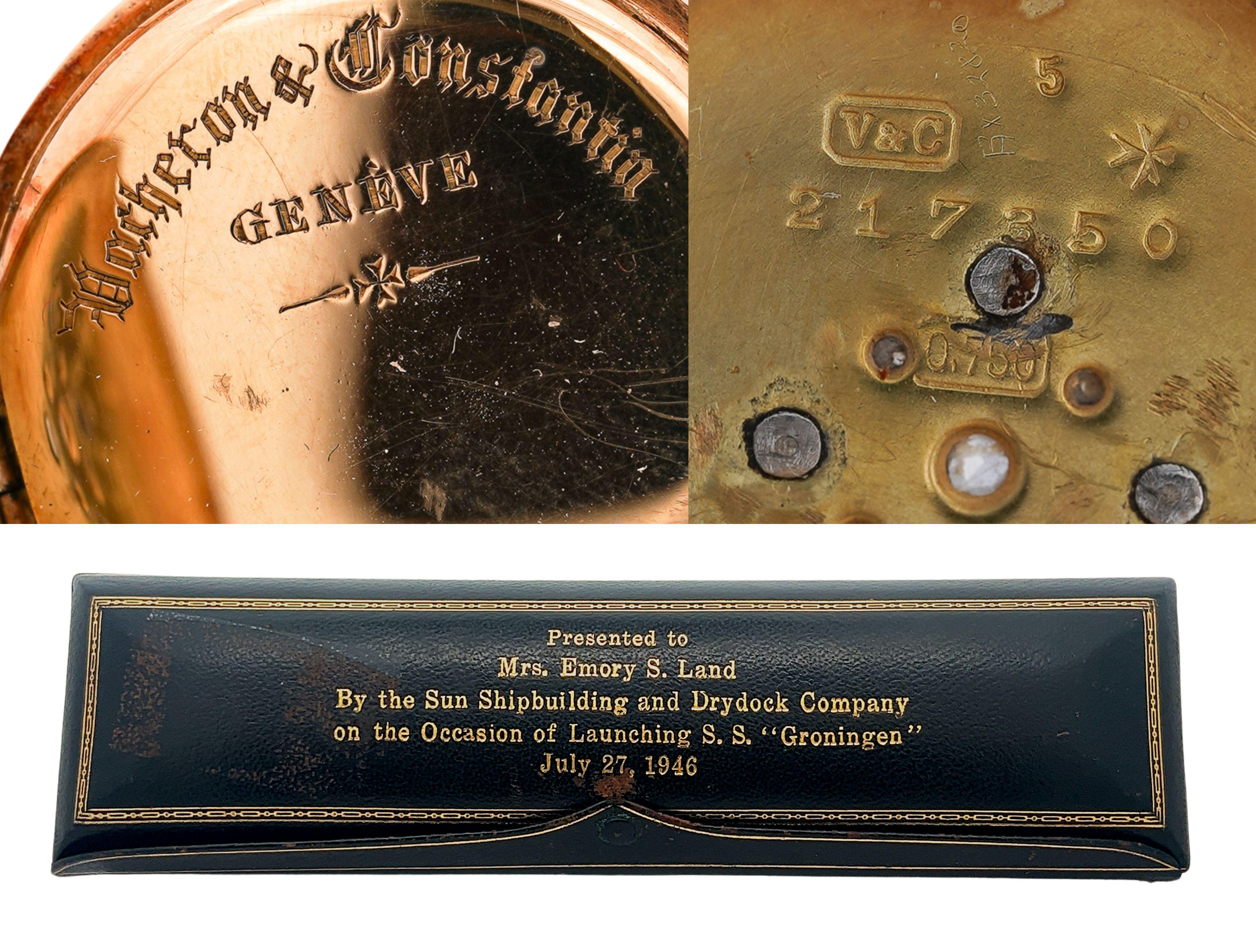 Vacheron Constantin 18 Karat Gold Taschenuhr mit blauer Emaille und alten Eurodiamanten im Angebot 2
