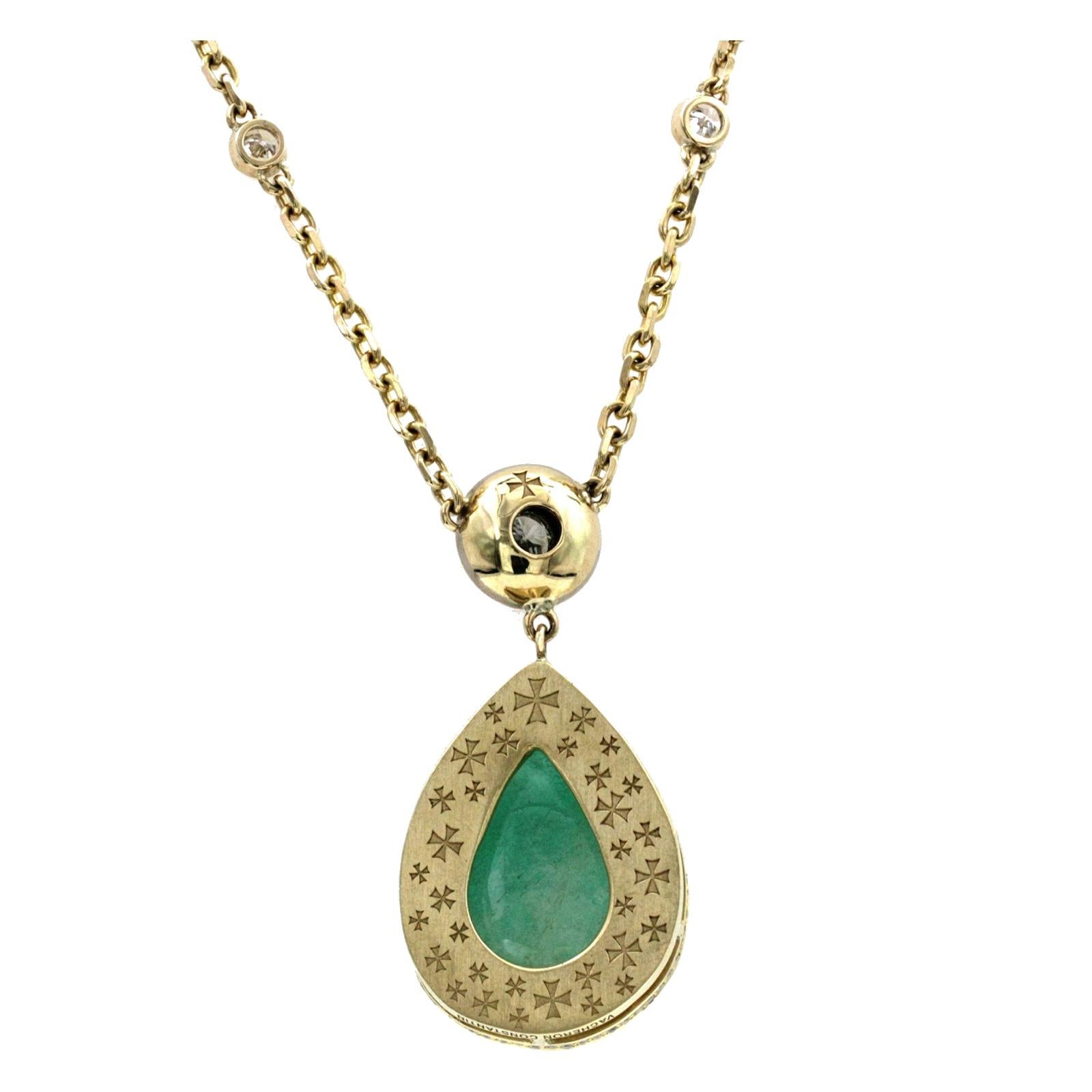 Vacheron Constantin 18 Karat Yellow Gold 2.86 Carat Diamond and Emerald Necklace 1