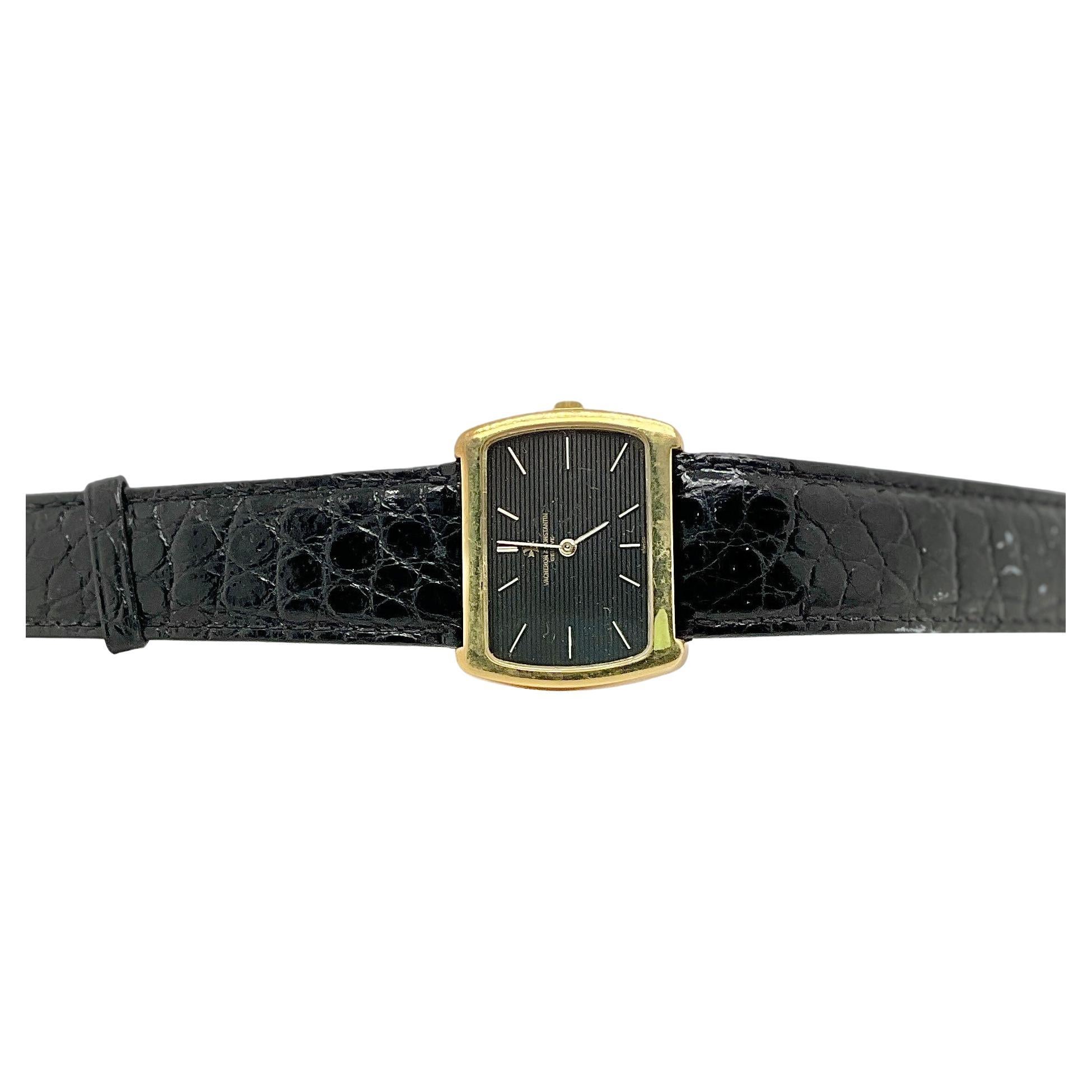 Vacheron Constantin Armbanduhr aus 18 Karat Gelbgold und Leder