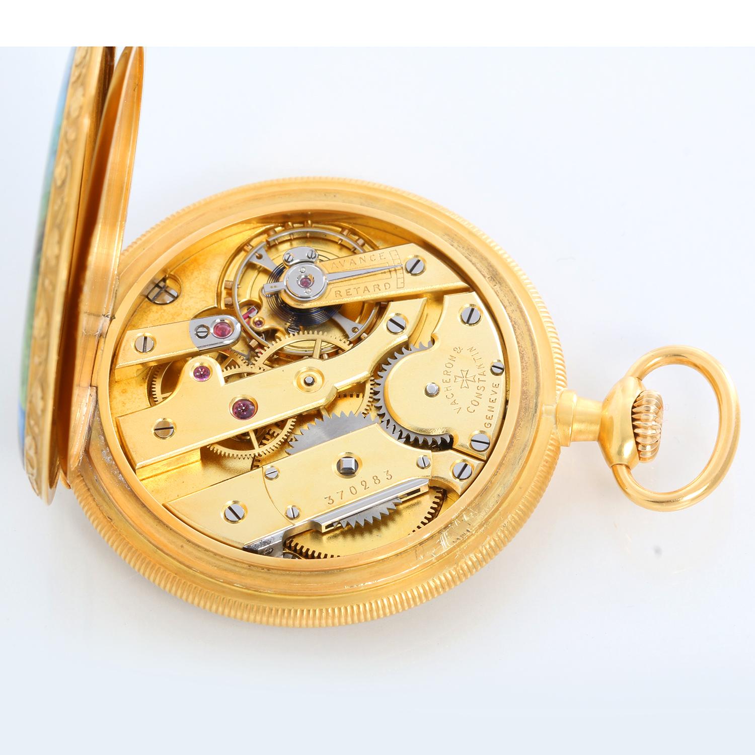 Vacheron Constantin 18 Karat Yellow Gold Enamel Pocket Watch In Excellent Condition For Sale In Dallas, TX