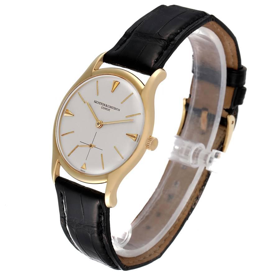Vacheron Constantin: 18 Karat Gelbgold Silber Zifferblatt Vintage Herrenuhr 6185 im Angebot 1