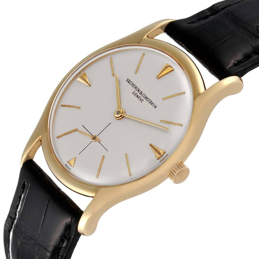 Vacheron Constantin: 18 Karat Gelbgold Silber Zifferblatt Vintage Herrenuhr 6185 im Angebot 2